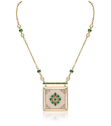 Pearl,Diamond and Emerald necklace